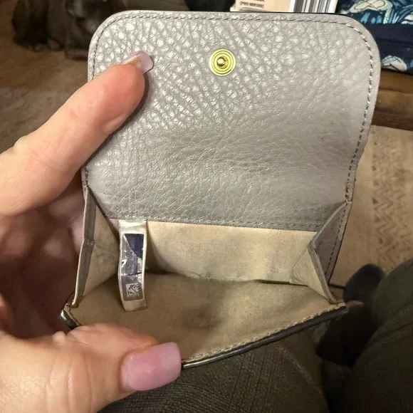 Gray Chloe’ Leather Wallet with Gold Charm - Picture 4 of 5